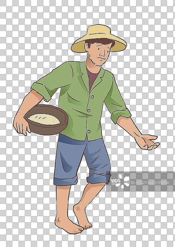 春天春季季节节气春耕播种种地农民劳作辛苦元素插画图片素材