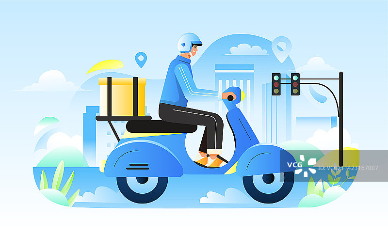 外卖快递员送货图片素材