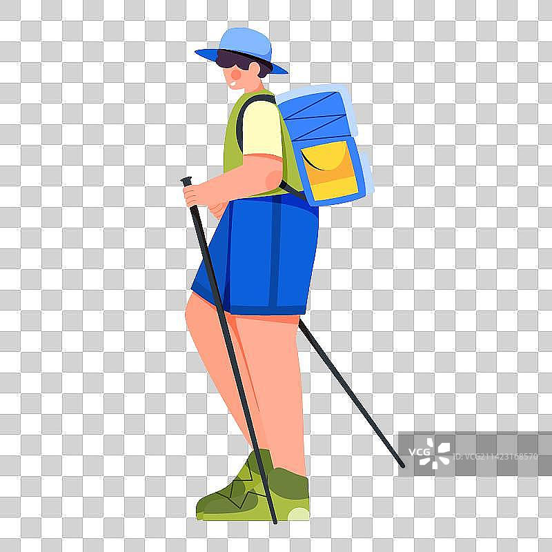背着包登山的男人矢量插画图片素材
