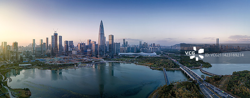 深圳湾人才公园全景航拍图片素材