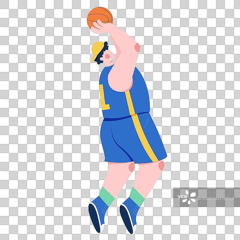 跳起来正在打篮球的男人矢量插画图片素材
