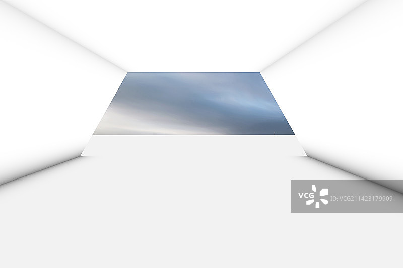 纯白建筑空间远眺陆家嘴金融区日落图片素材