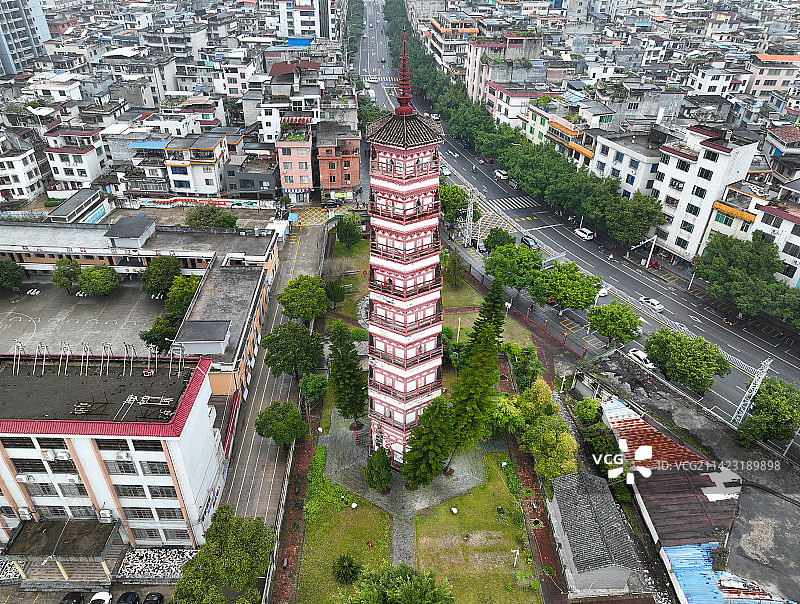 广东省清远市连州市慧光斜塔航拍图片素材