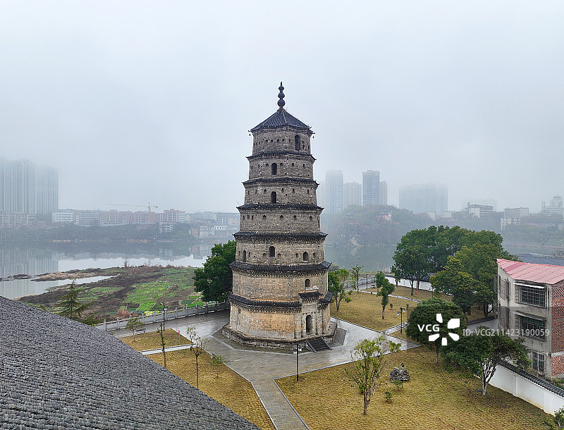 湖南省邵阳市北塔区邵阳北塔双清公园航拍图片素材