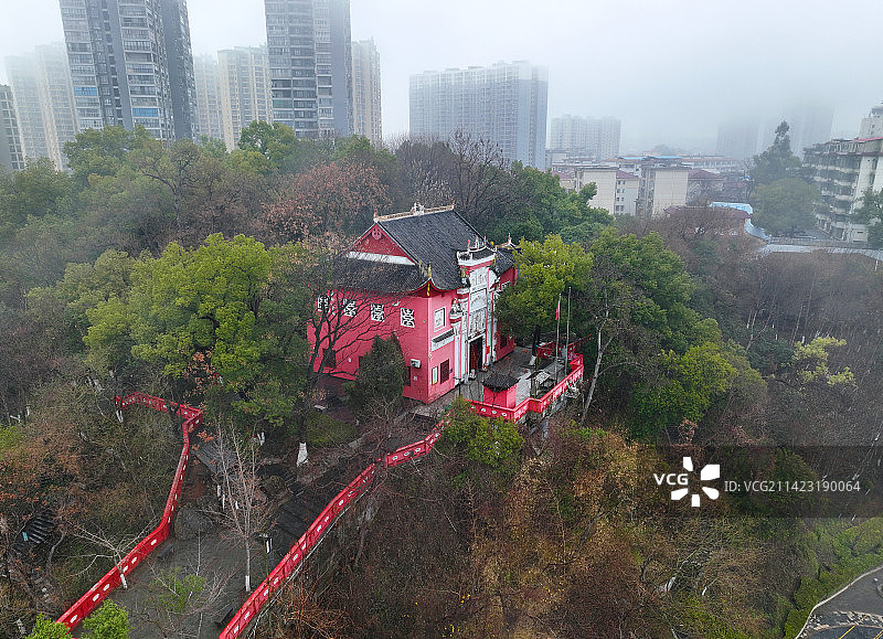 湖南省邵阳市北塔区邵阳北塔双清公园航拍图片素材