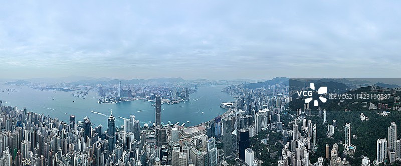 香港特别行政区中环国际金融中心中银大厦维多利亚港航拍图片素材