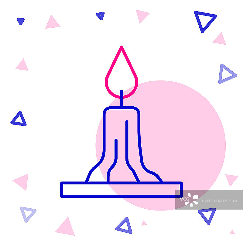烛台上燃烧的蜡烛线条图标图片素材