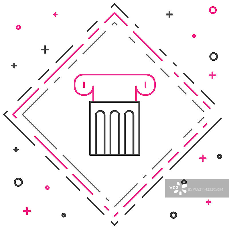 白色背景上的古老细线柱子图标图片素材