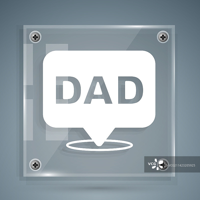 灰色背景上孤立的白色语音气泡爸爸图标图片素材