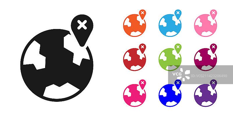 白色背景上的黑色地球定位图标图片素材