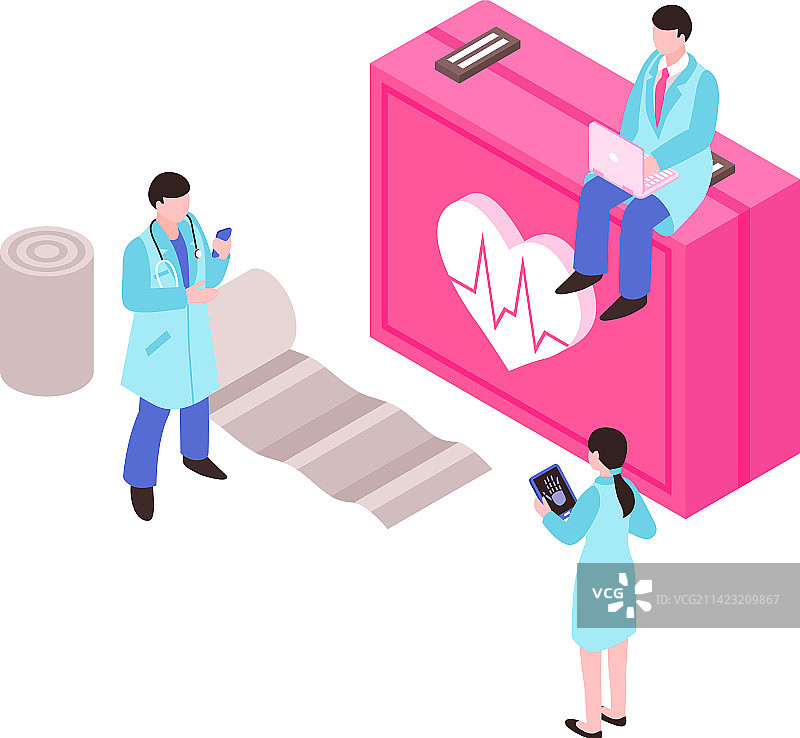 远程医疗2.5D图标图片素材