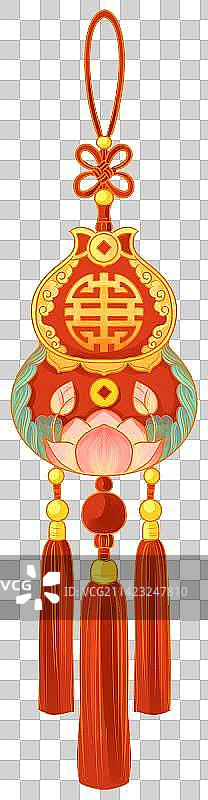 中国传统节日端午节葫芦荷花香包国潮插画图片素材