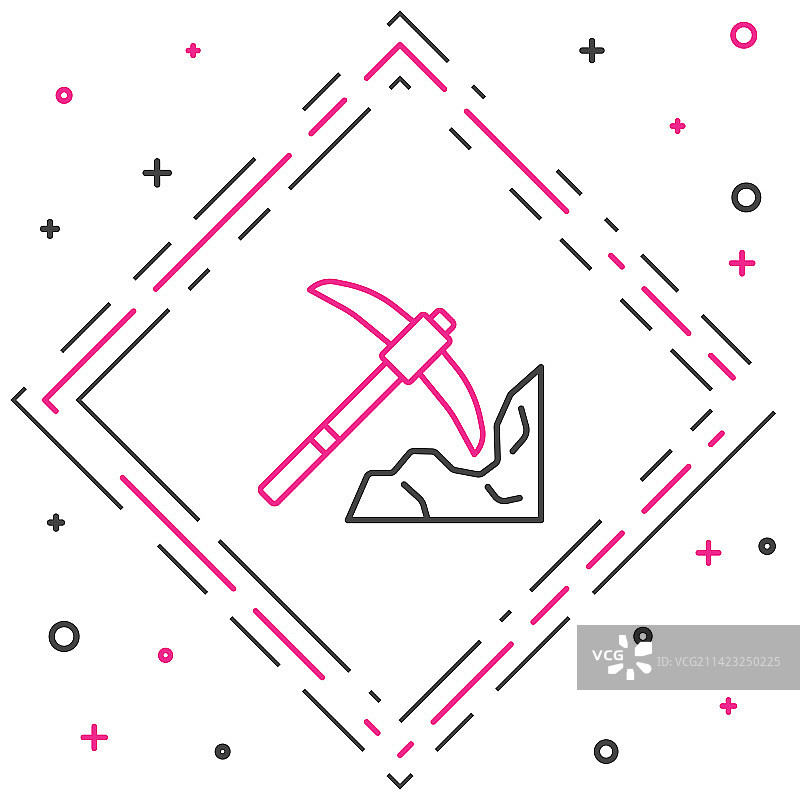 白色背景上的金色矿业线性图标图片素材