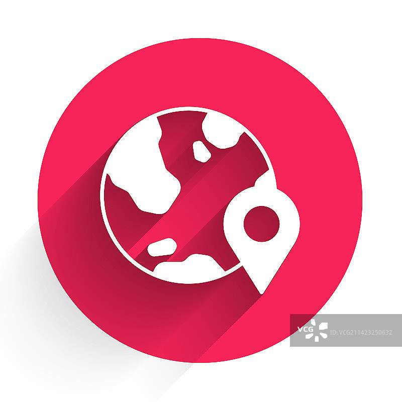 地球仪上的白色位置图标图片素材