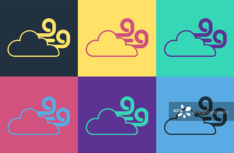 波普艺术风格的刮风天气图标图片素材