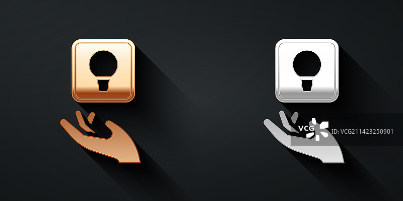 具有想法概念的金银灯泡图片素材