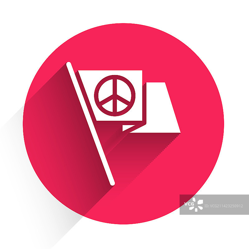 长阴影嬉皮士白色和平图标图片素材