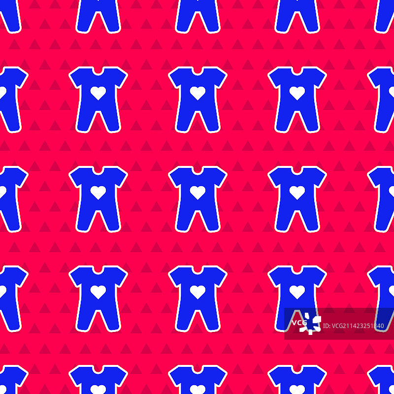 蓝色婴儿服装图标无缝图案图片素材