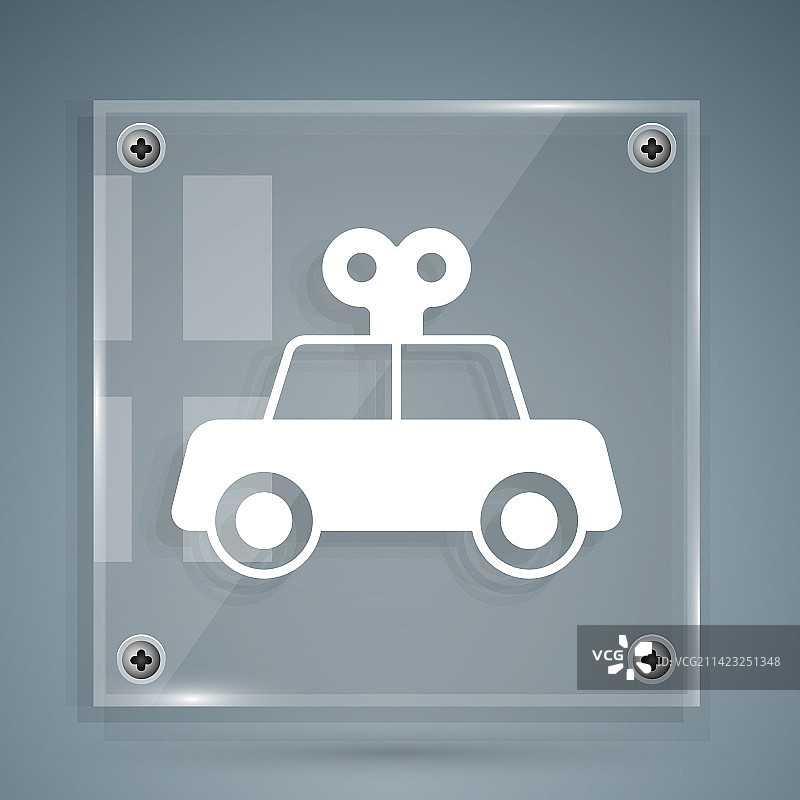 白色玩具车图标，灰色背景图片素材