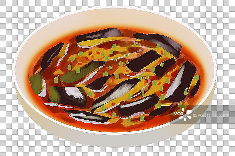 美食食物食材营养健康川菜鱼香茄子小吃味道饮食插画图片素材
