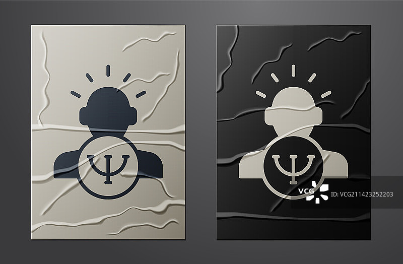 揉皱纸上的白色心理学图标图片素材