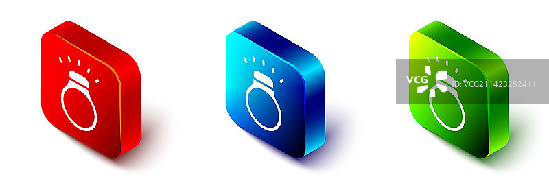 2.5D钻戒图标，白色背景图片素材