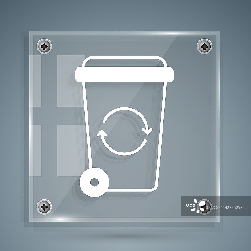 带有回收符号图标的白色回收箱图片素材