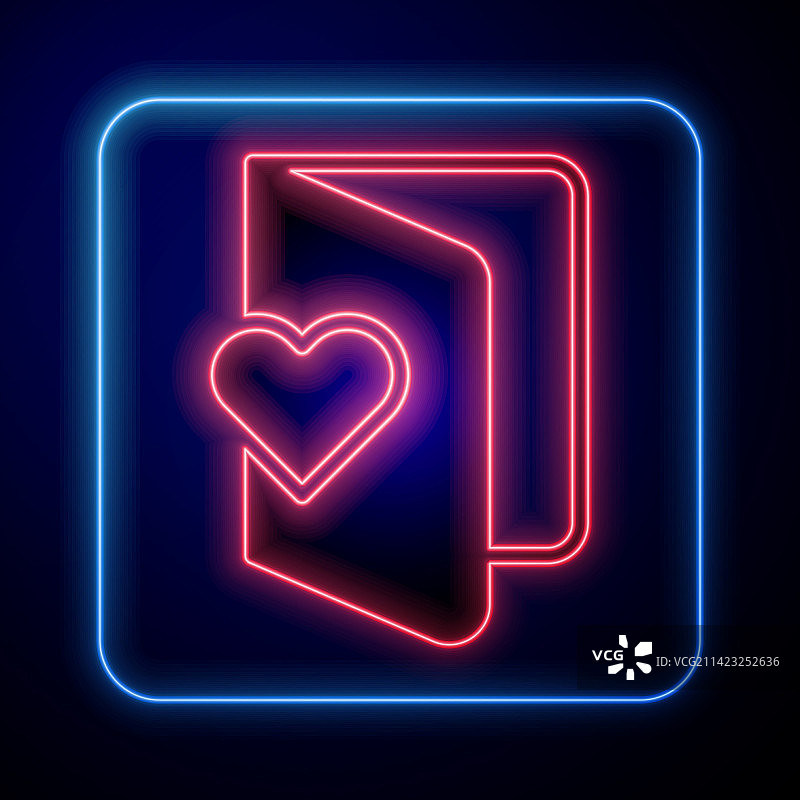 发光霓虹灯情人节宣传单与心形图标图片素材