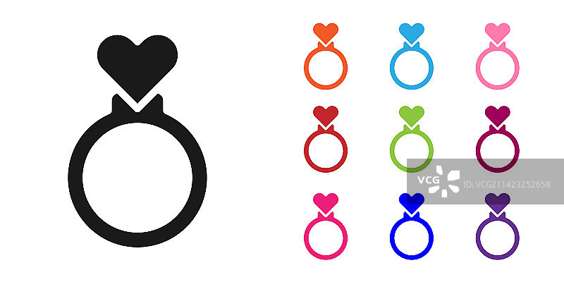 白色背景上的黑色结婚戒指图标图片素材