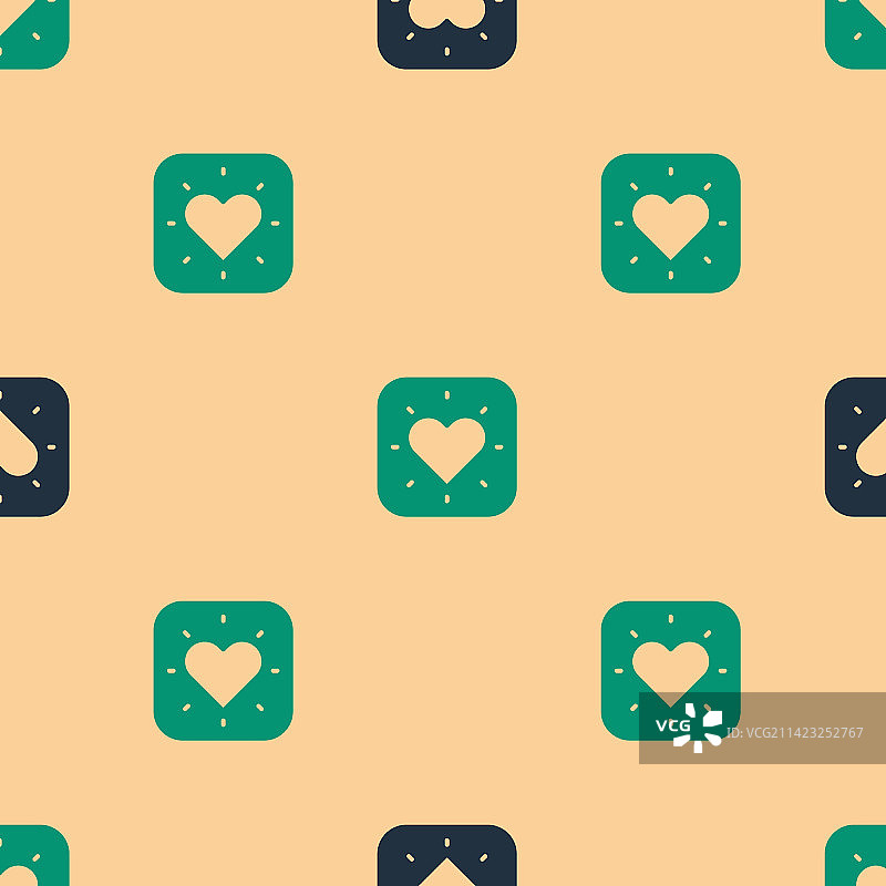 绿色黑色心形图标（无缝）图片素材