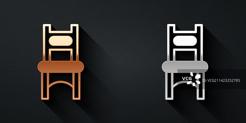 黑色背景上的金色和银色椅子图标图片素材