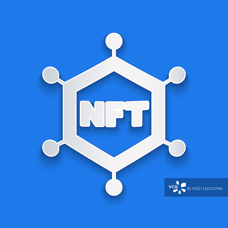 剪纸风格NFT区块链技术图标图片素材