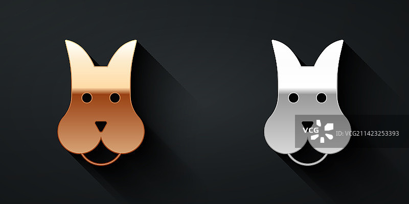金色和银色小狗图标（黑色背景）图片素材