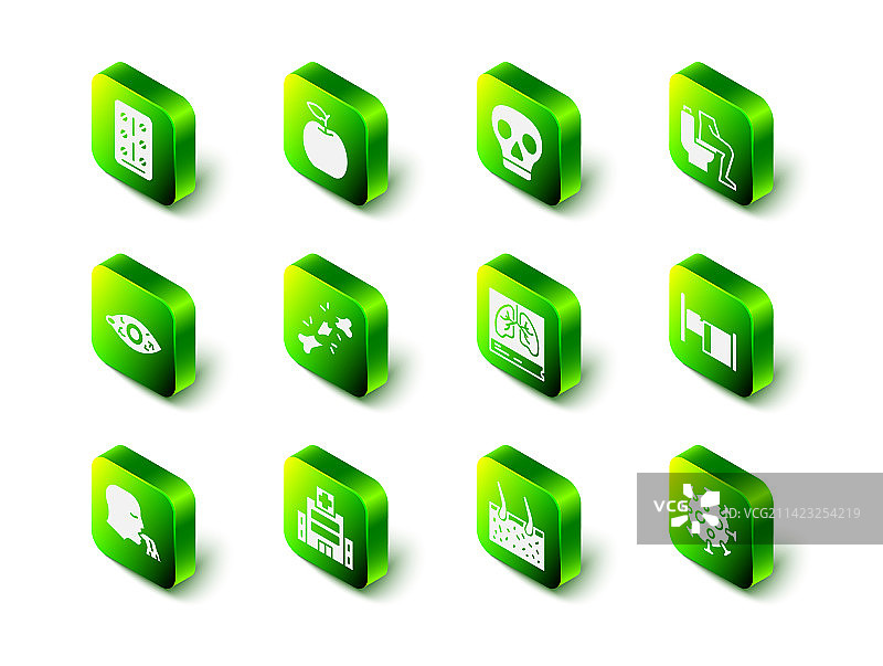 苹果、骷髅头、医院病床、病毒图片素材