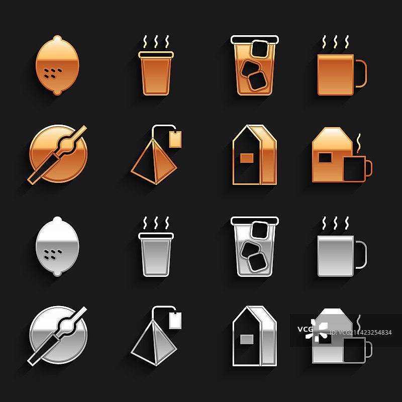 含牛奶茶包、茶杯与纸质包装设计图片素材