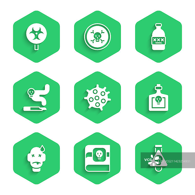 细菌毒药书籍瓶子套装图片素材