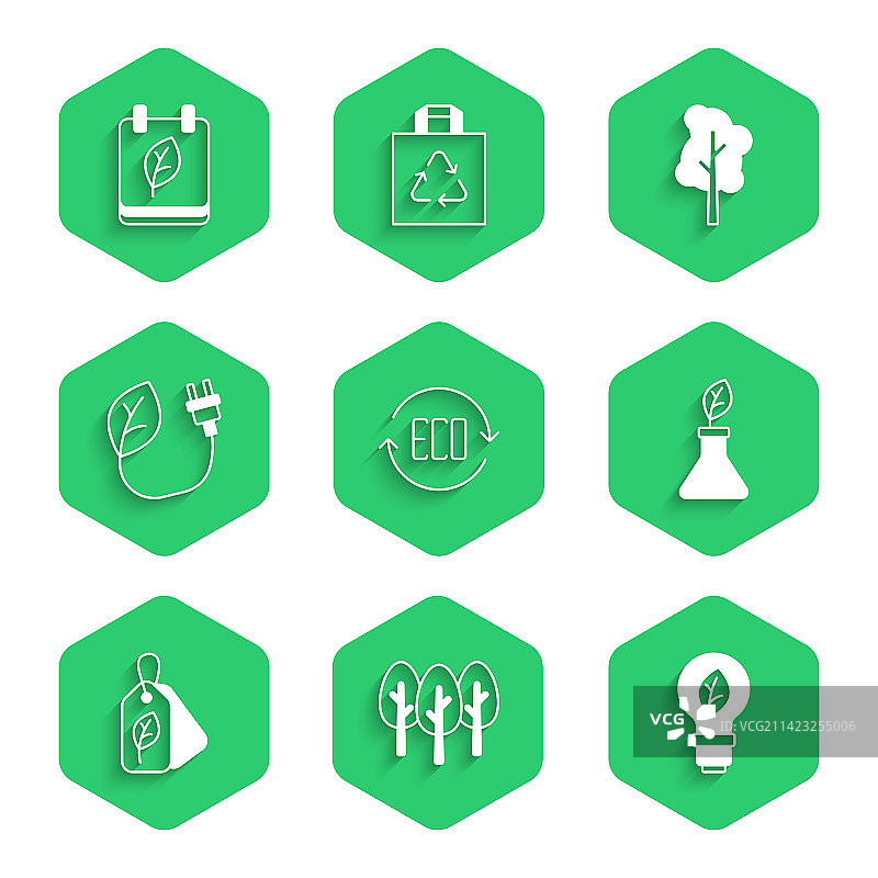 树叶环保标志树灯泡套装图片素材