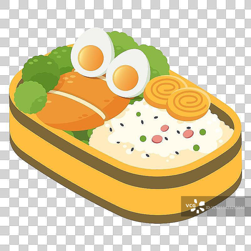 美味的猪扒便当扁平插画图片素材