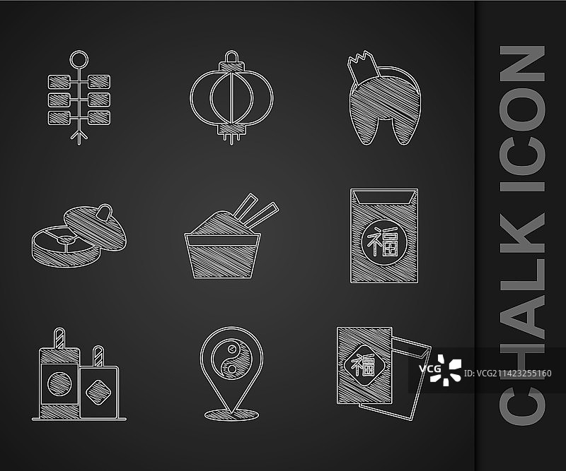 碗里的冰块与筷子阴阳符号套装图片素材