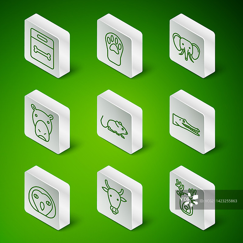 线条：鹿头、牛、狗、骨头和老鼠图片素材