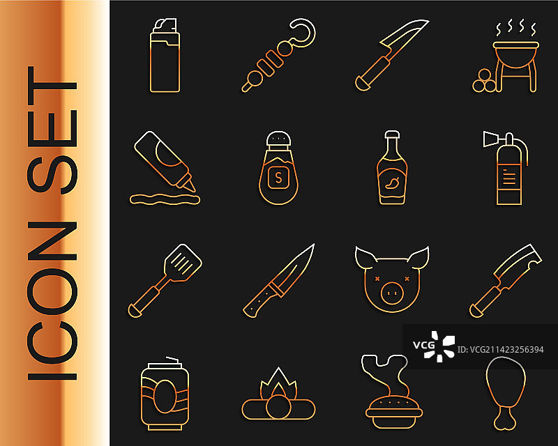 鸡腿、切肉器和火焰图案图片素材