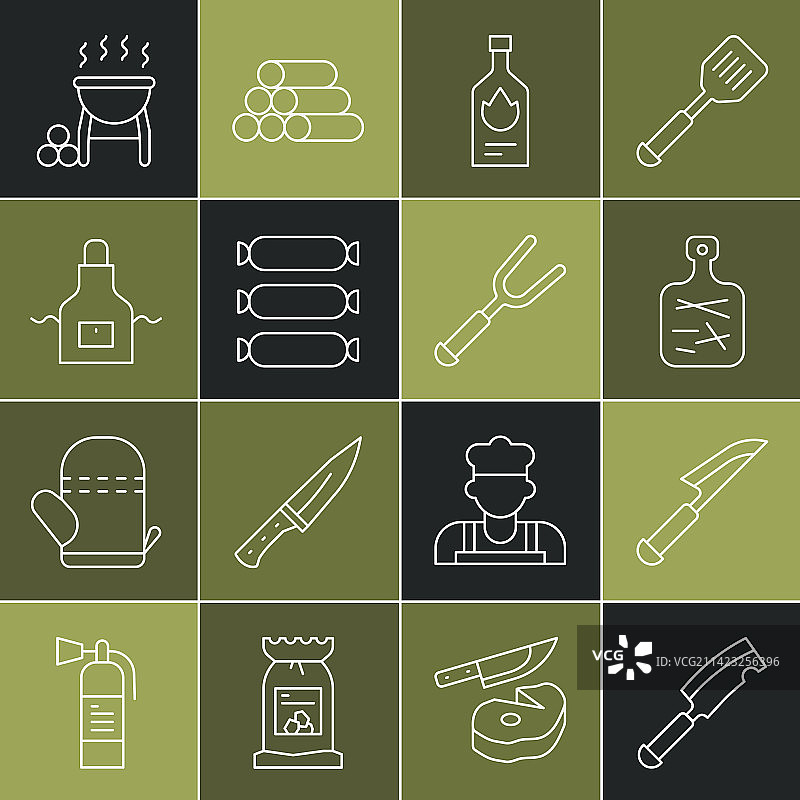 设置线肉菜刀切板塔巴斯科图片素材