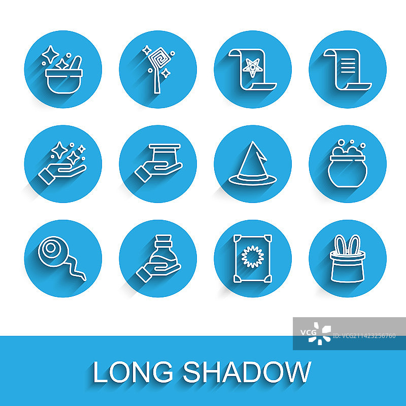 眼药水瓶、巫婆坩埚线条组合图片素材