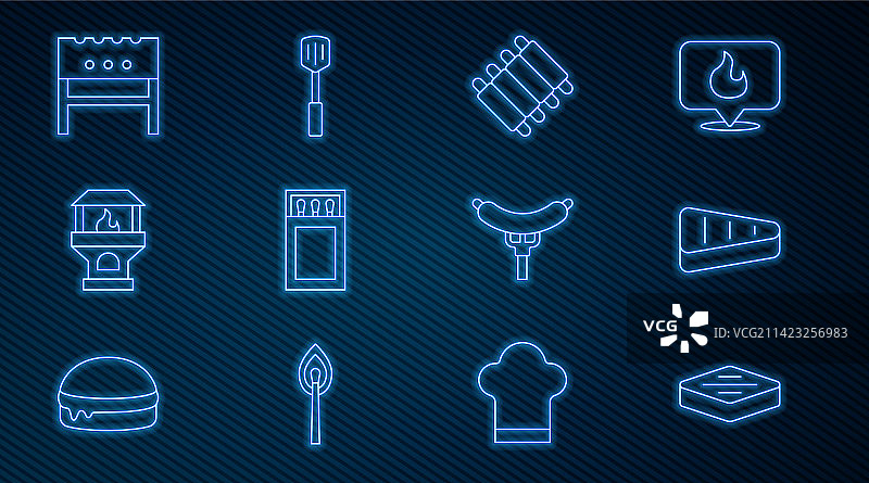 烤牛排猪肉烧烤排骨线条合集图片素材