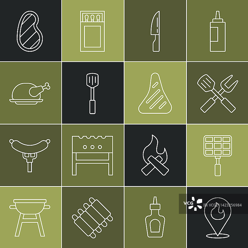 烧烤火焰钢定位线图片素材