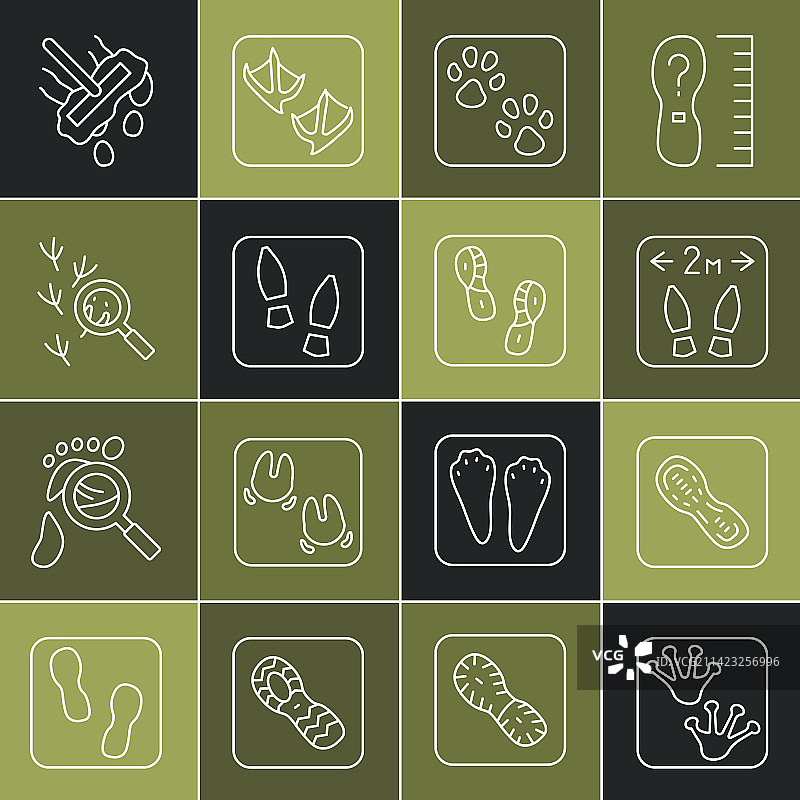 青蛙爪印与人类足迹线条素材图片素材