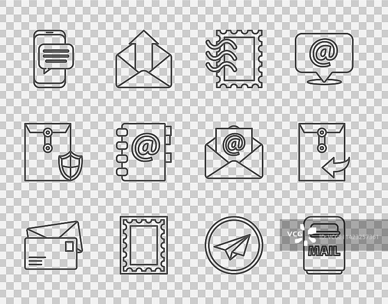 线条信封信箱邮票聊天图片素材