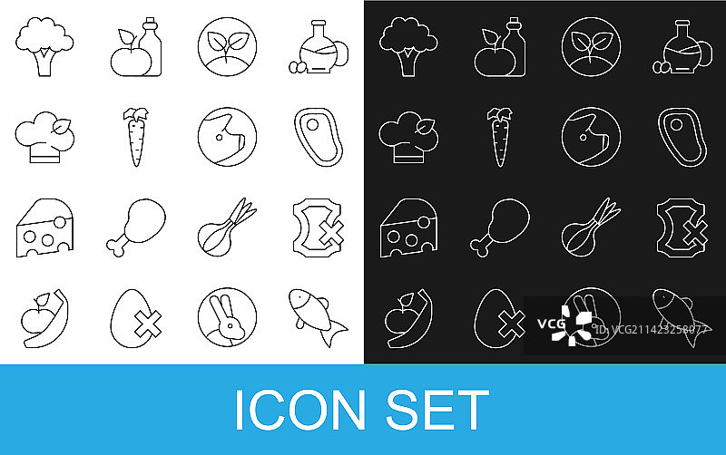 鱼、无皮革、牛排、豆芽和胡萝卜图片素材