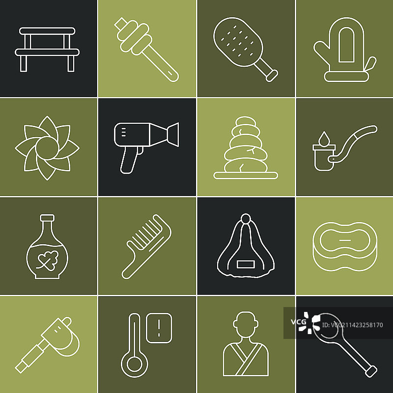 桑拿勺、肥皂和吹风机图片素材