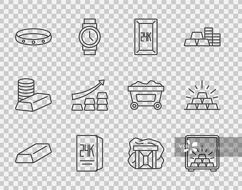 金条、保险箱、24K金戒指和增长组合图片素材